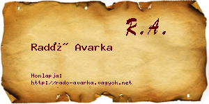 Radó Avarka névjegykártya